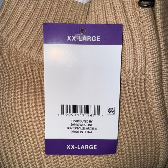 NWT Lands’ End 1/4 zip Mock Neck Sweater Tan Striped Women’s size 20 (XXL) - Picture 4 of 6